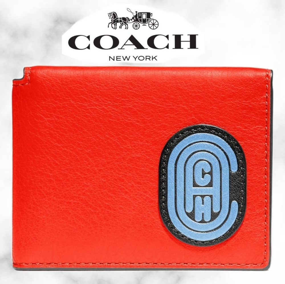 Coach Trifold Card Wallet In Colorblock With Coach Patch